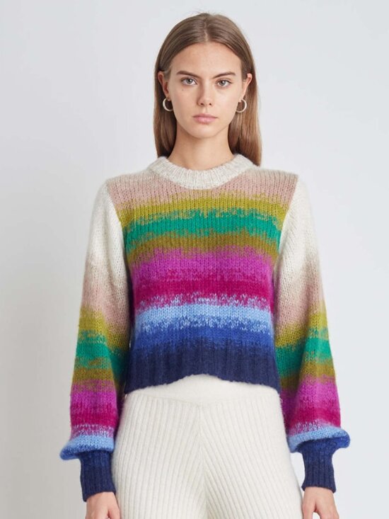 Eleven Six Sweaters - ELEVEN SIX Laila Multicolor Rainbow Striped Alpaca Sweater, Size S